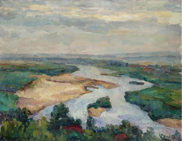 landscape Painting - MIST OVER KRYLATSKOE Petr Petrovich Konchalovsky river landscape